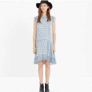 Madewell Skyscape Dress in Diamond Floral Paisley Pattern Drop Waist